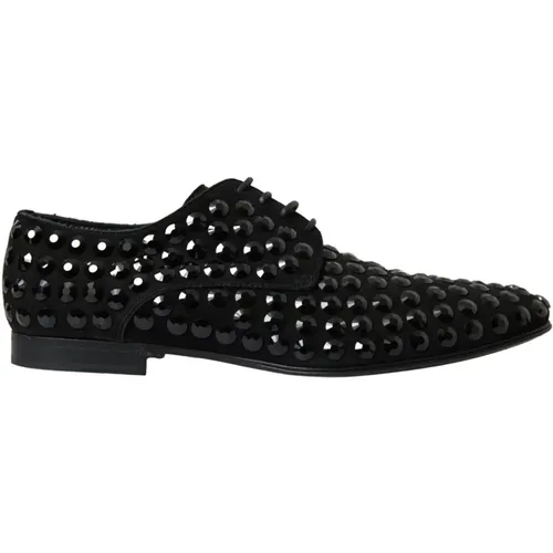 Elegante Schwarze Wildleder Derby Formelle Schuhe - Dolce & Gabbana - Modalova