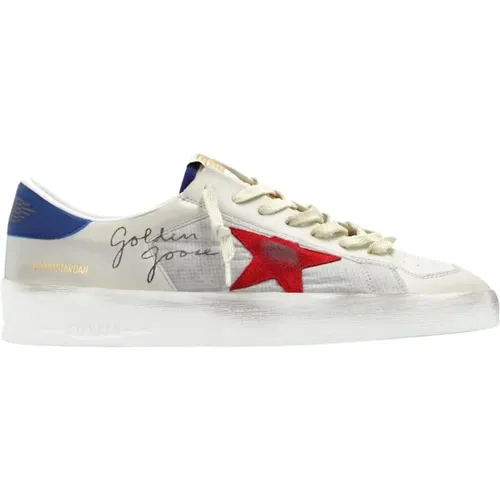 Leather Stardan Sneakers - Ivory/Red/Blue , male, Sizes: 9 UK, 11 UK - Golden Goose - Modalova