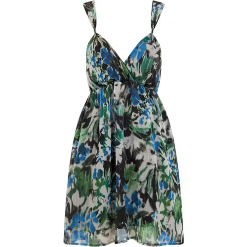 Multicolored Fantasy Dress Thin Straps V-Neck , female, Sizes: S, XS, 2XS, M, L - pinko - Modalova