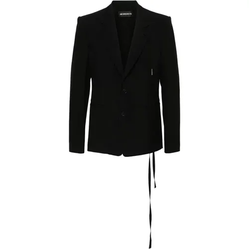 Schwarzer Taillierter Mantel Mit Revers - Ann Demeulemeester - Modalova