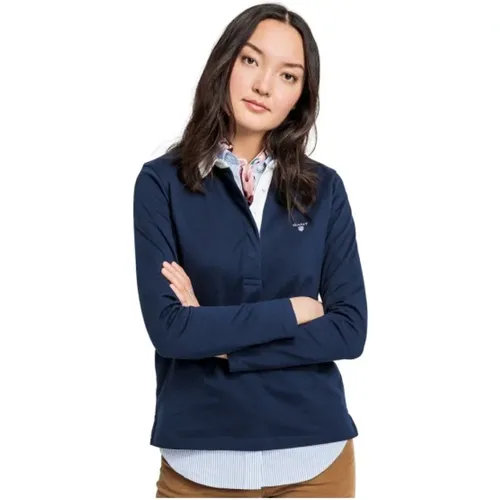 Cotton Polo with Buttoned Collar , female, Sizes: L, 2XL - Gant - Modalova