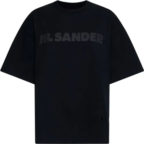 Schwarzes Baumwoll-T-Shirt mit Logo-Print , Damen, Größe: M - Jil Sander - Modalova