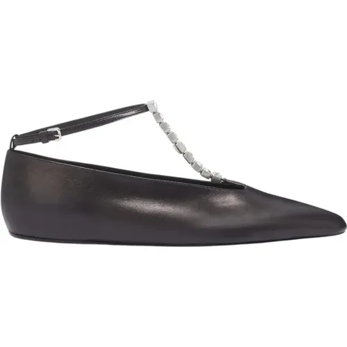 Schwarze Leder Ballerina Schuhe - Jil Sander - Modalova