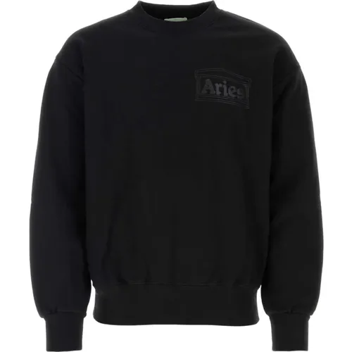 Schwarzer Baumwoll-Sweatshirt , Herren, Größe: L - Aries - Modalova