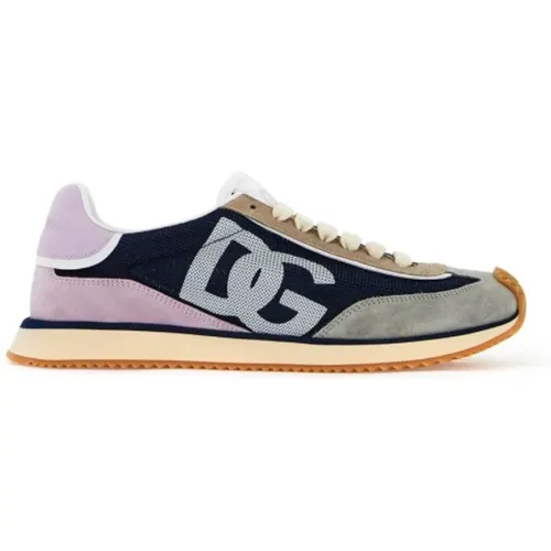 Mesh and leather sneakers with DG logo , female, Sizes: 3 UK - Dolce & Gabbana - Modalova