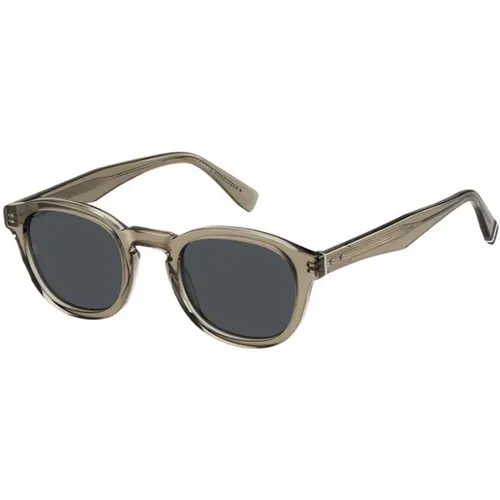 Sonnenbrille mit beigefarbenem Rahmen und grauen Gläsern , unisex, Größe: 49 MM - Tommy Hilfiger - Modalova