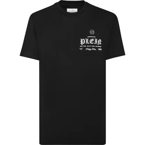 Schwarzes Logo Print T-shirt , Herren, Größe: XL - Philipp Plein - Modalova