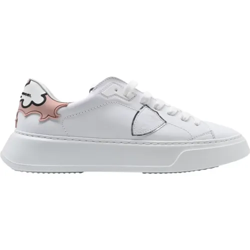 Niedrige Temple Sneakers in Blanc Rose - Philippe Model - Modalova