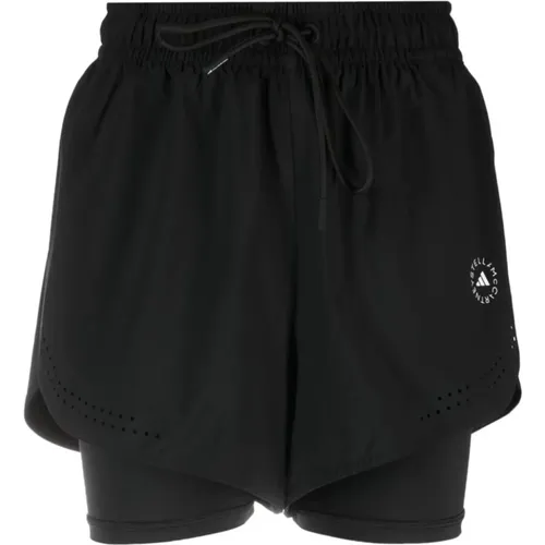 Layered Track Shorts with Perforated Detailing , female, Sizes: M, S, XS - adidas by stella mccartney - Modalova