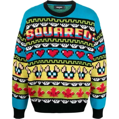 Jacquard Knit Sweater , male, Sizes: M, XL, S, L - Dsquared2 - Modalova