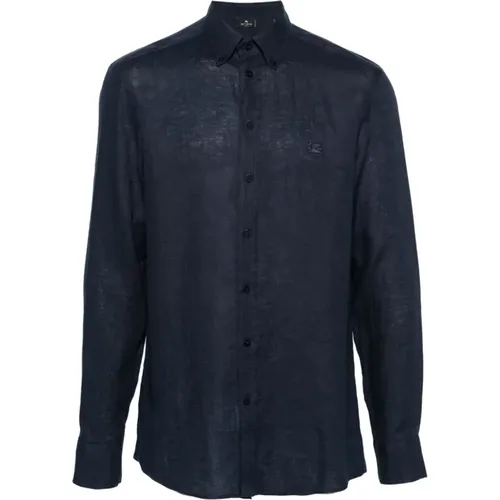 Linen Pegaso Motif Shirt , male, Sizes: 2XL, M, 4XL, L, XL, 3XL, 7XL - ETRO - Modalova