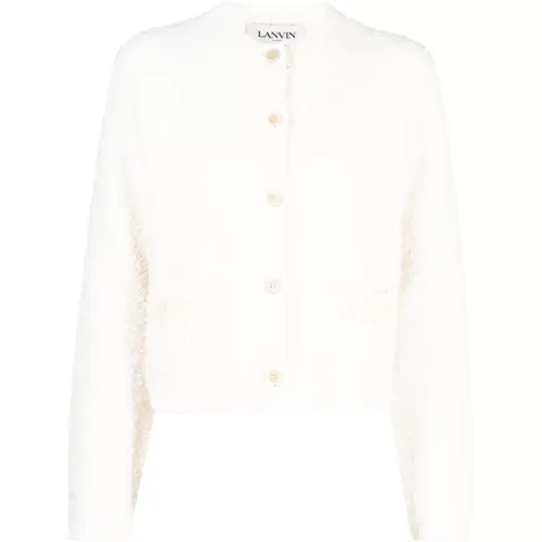 Textured Cardigan in Ecru , female, Sizes: M, S - Lanvin - Modalova