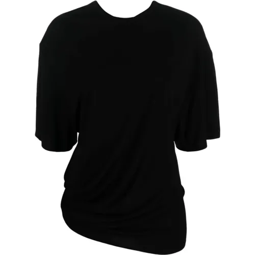 Schwarze Side Cowl Waist Tee T-Shirts , Damen, Größe: 2XS - Christopher Esber - Modalova