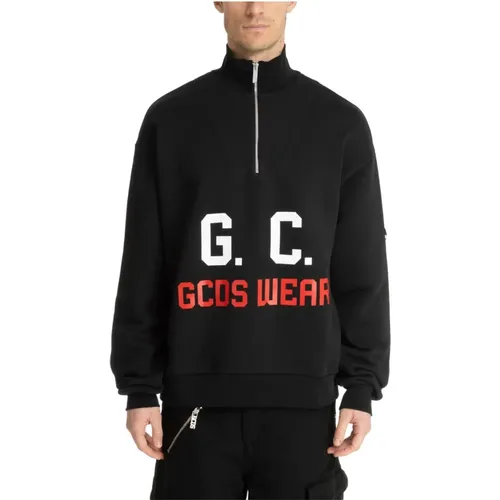 Gemustertes Sweatshirt mit Reißverschluss und Logo , Herren, Größe: L - GCDS - Modalova