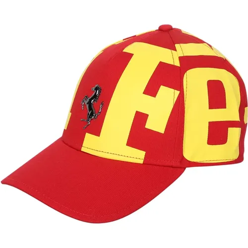 Logo Print Baseball Cap in /Yellow , male, Sizes: ONE SIZE - Ferrari - Modalova