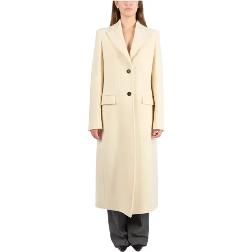 Wool Single-Breasted Coat with Lapel , female, Sizes: S, M - Msgm - Modalova