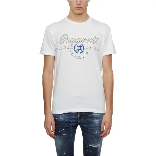 Baumwoll-Print T-Shirt , Herren, Größe: 2XL - Dsquared2 - Modalova