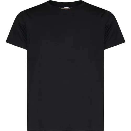 Grün Schwarz Wald Baumwoll-T-Shirt , Herren, Größe: M - K-way - Modalova