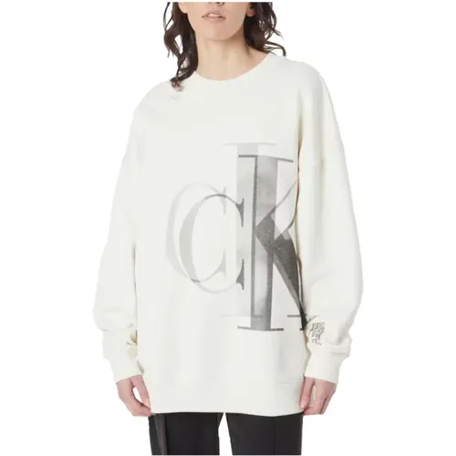 Cozy Oversized Hoodless Sweatshirt , female, Sizes: S - Calvin Klein - Modalova