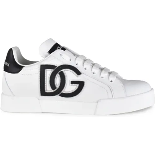 Portofino Low Top Sneakers Weißes Leder , Damen, Größe: 40 EU - Dolce & Gabbana - Modalova