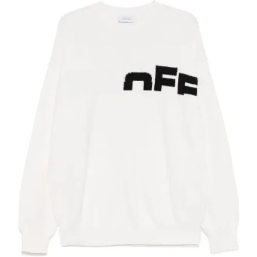 Intarsia Logo Jersey Pullover Off - Off White - Modalova