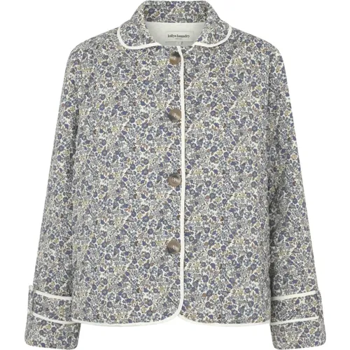 Quilted Jacket Blue Floral Print , female, Sizes: L - Lollys Laundry - Modalova