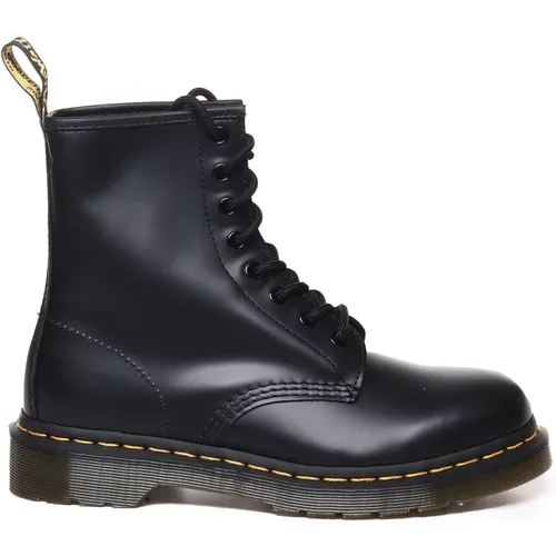 Schwarze Schnürstiefel mit Runder Spitze , Damen, Größe: 37 EU - Dr. Martens - Modalova