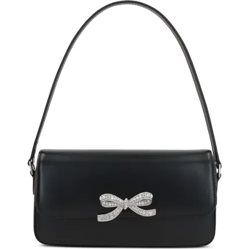 Leather Bag with Crystal Bow , female, Sizes: ONE SIZE - Self Portrait - Modalova