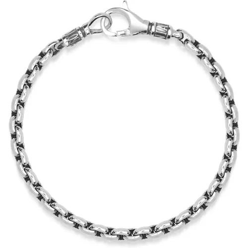 Sterling Silver Round Link Chain Bracelet , male, Sizes: M, XL, L - Nialaya - Modalova