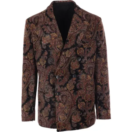 MultiColour Paisley Velvet Double-Breasted Jacket , male, Sizes: M, L - ETRO - Modalova