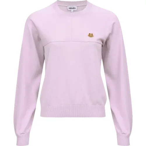 Rosa Sweater mit Logo Tiger Patch , Damen, Größe: XS - Kenzo - Modalova