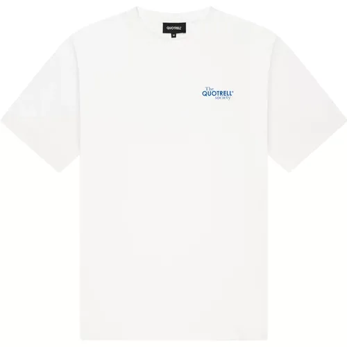 Stylisches Herren Weiß/Blau T-Shirt , Herren, Größe: XL - Quotrell - Modalova