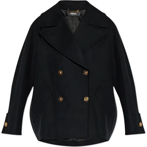 Short double-breasted coat , female, Sizes: 3XS, XS, S - Versace - Modalova