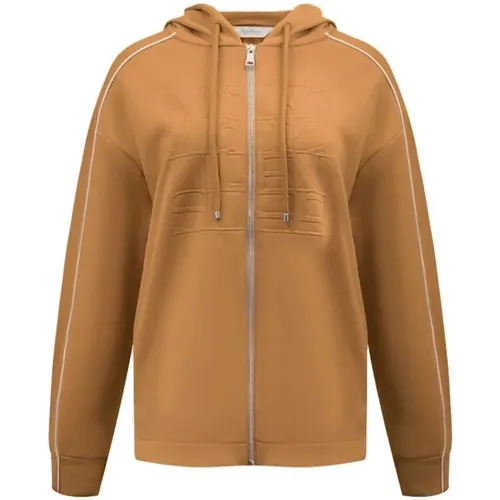 Braune Sportliche Stil Jacke mit Logo Relief , Damen, Größe: M - Max Mara - Modalova