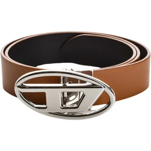 Reversible Leather Belt with Oval Buckle , male, Sizes: 75 CM, 70 CM, 80 CM, 90 CM - Diesel - Modalova