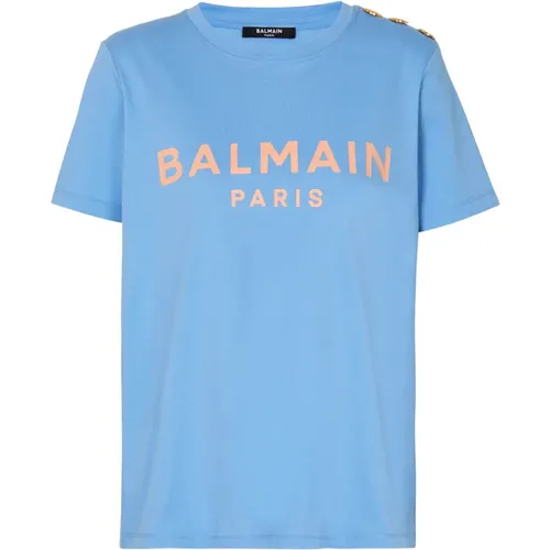 T-Shirt mit Paris-Print , Damen, Größe: S - Balmain - Modalova