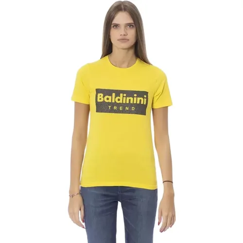 Sunshine Gelbes Rundhals T-Shirt , Damen, Größe: XL - Baldinini - Modalova