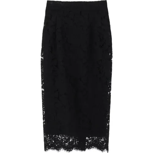 Midi Lace Pencil Skirt with Monogram Details , female, Sizes: L, XS, S, M - Dolce & Gabbana - Modalova