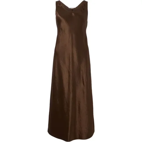 Satin Long Dress with Wide Neckline , female, Sizes: XS, S, M - Max Mara - Modalova