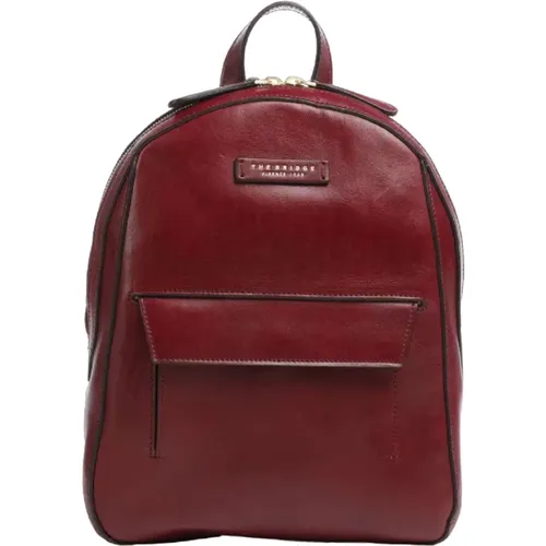 Luxuriöser Leder Rucksack Bordeaux - The Bridge - Modalova