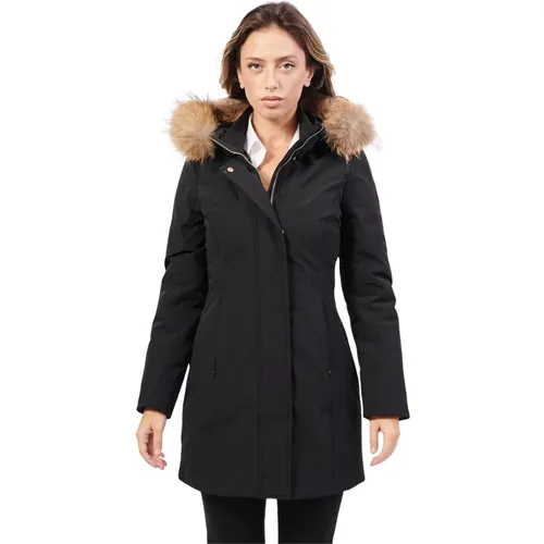 Parka Jacke mit Kapuze und Pelz , Damen, Größe: XL - YES ZEE - Modalova