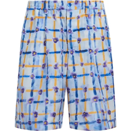 Saraband Print Silk Drawstring Shorts , male, Sizes: XL, L, S, M, 2XL - Marni - Modalova