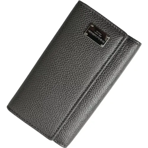 Graues Leder Silber Trifold Schlüsselanhänger , unisex, Größe: ONE Size - Dolce & Gabbana - Modalova