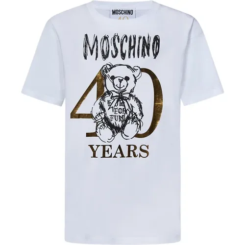 Weiße Oversized T-Shirt mit Teddybär-Print , Damen, Größe: M - Moschino - Modalova