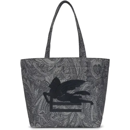 Cotton Blend Tote with Leather Finishes , male, Sizes: ONE SIZE - ETRO - Modalova
