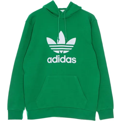 Grün/Weiß Trefoil Leichter Hoodie , Herren, Größe: L - Adidas - Modalova