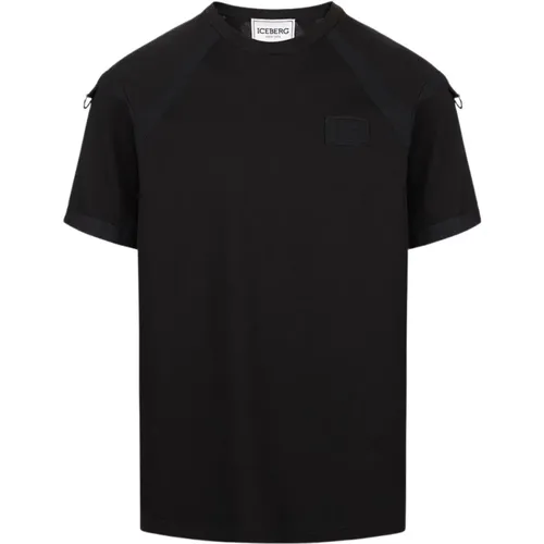 T-Shirt mit gesticktem Patch , Herren, Größe: L - Iceberg - Modalova