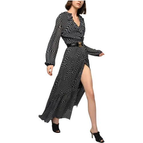 Maxi Georgette Dress with Polka Dots , female, Sizes: 2XS - pinko - Modalova