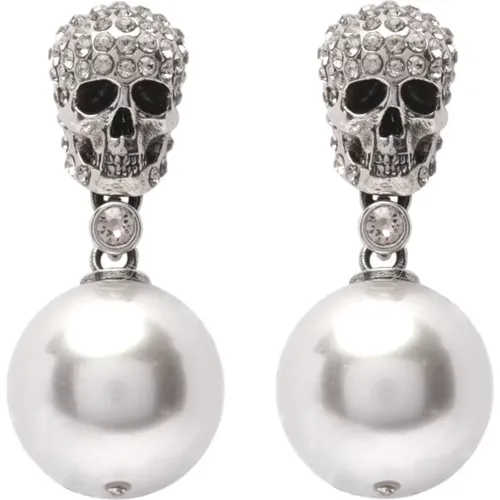 Skull Pearl Earrings - Edgy Elegance , female, Sizes: ONE SIZE - alexander mcqueen - Modalova