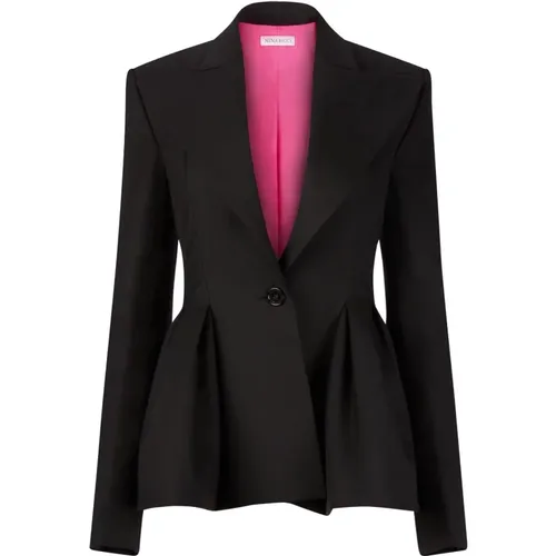 Schwarzer Wollgabardine-Peplum-Blazer - Nina Ricci - Modalova